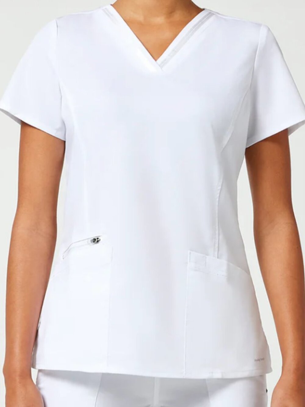Healing Hands Purple Label Jasmin Scrubs Vneck Top 3 Pocket White Medium